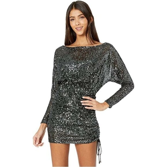 Free People Giselle Mini Dress Black Sequins Party - Picture 5 of 9